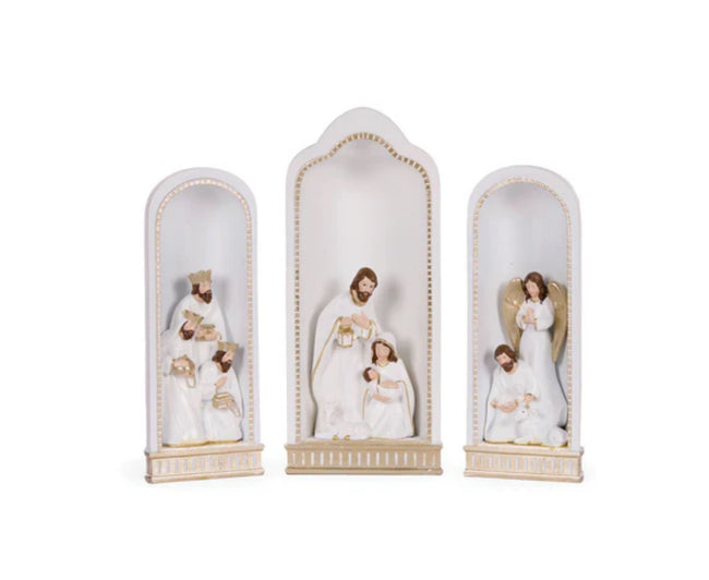 White & Gold Nativity 3 Piece