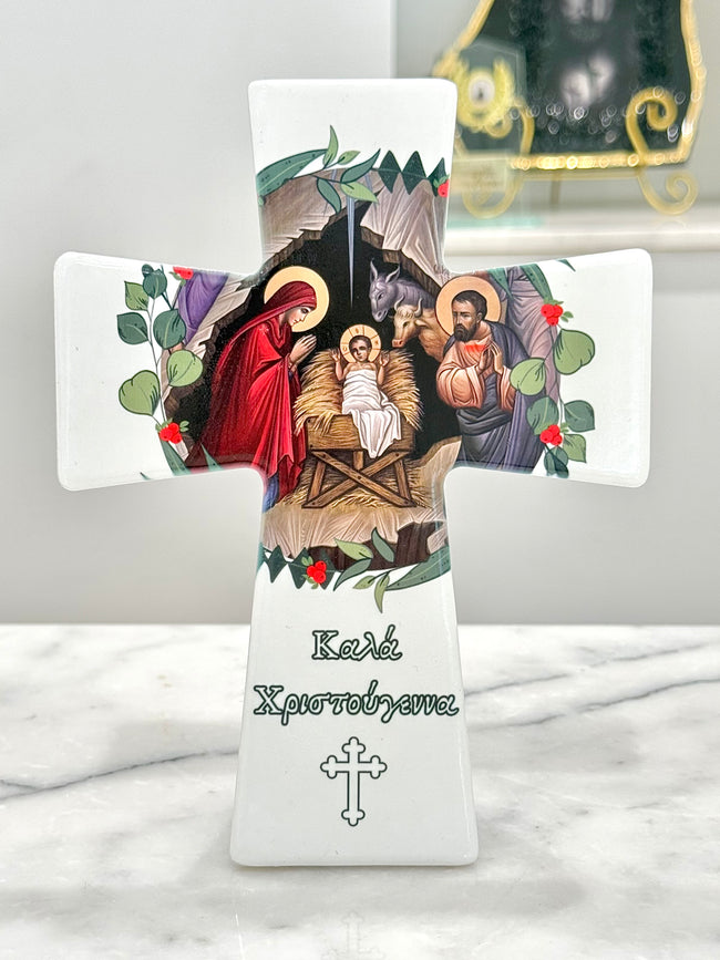 Orthodox Nativity On Ceramic Cross