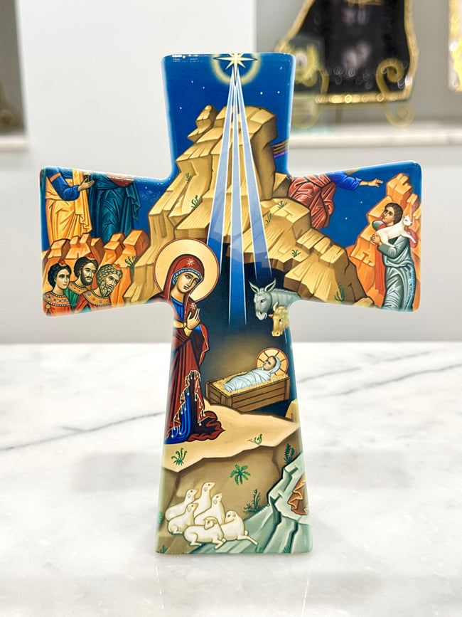 Orthodox Nativity On Ceramic Cross