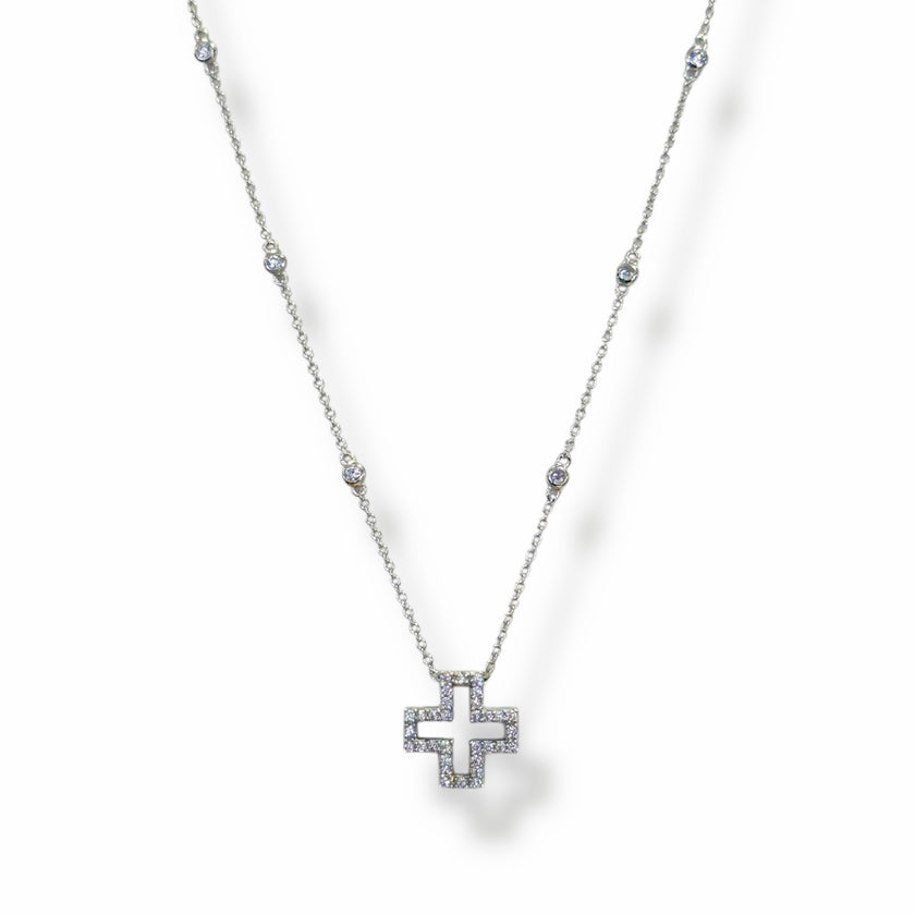 Open Cross With Station Necklace