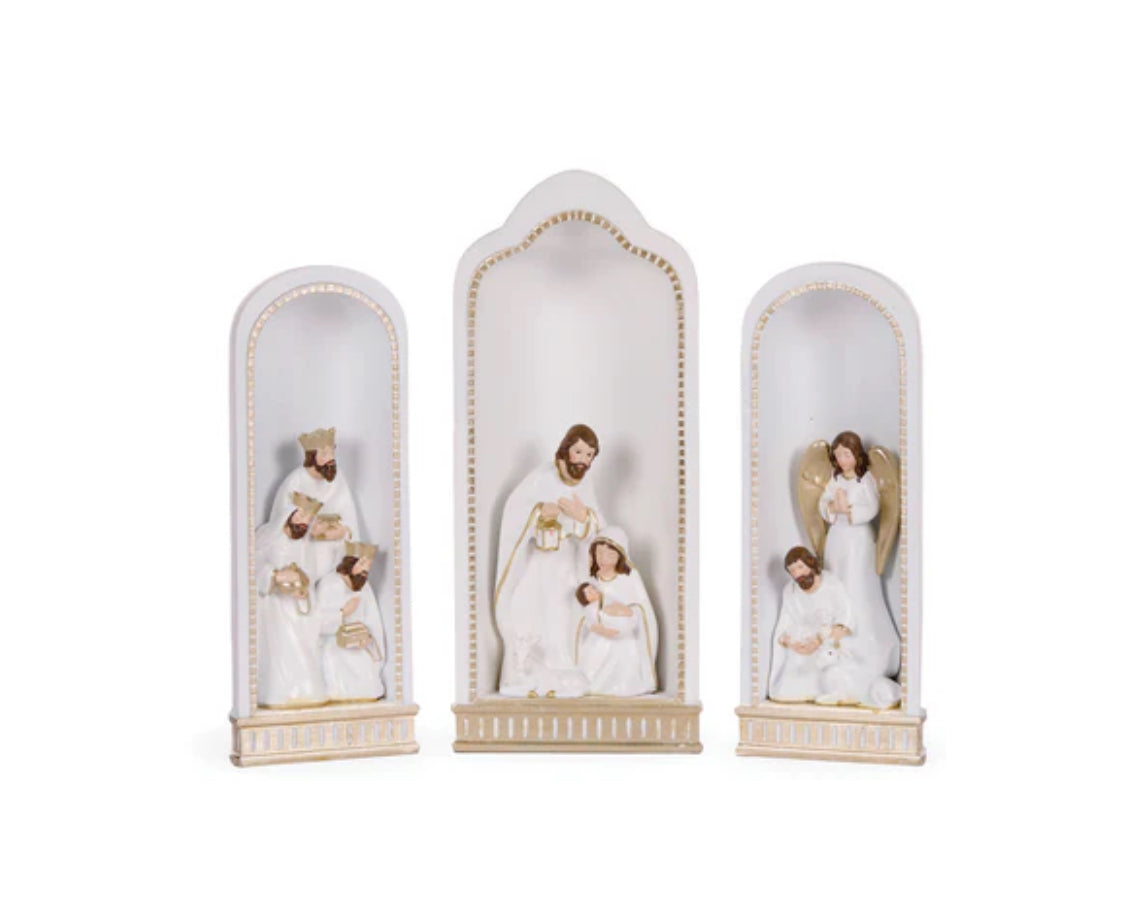 White & Gold Nativity 3 Piece