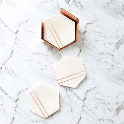 Marble & Matt Copper Coasters