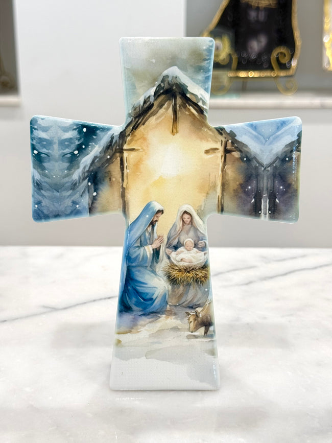 Nativity Ceramic Cross