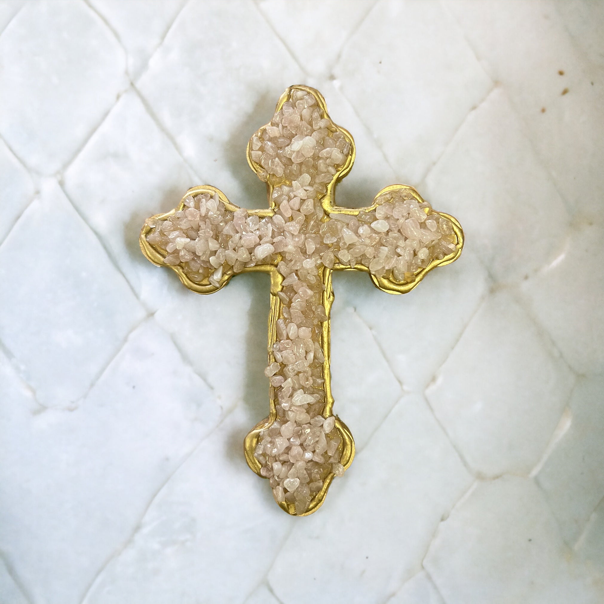 Rose Quartz Orthodox Cross