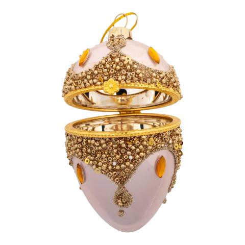 Encrusted Pink Egg Hanging Trinket Box