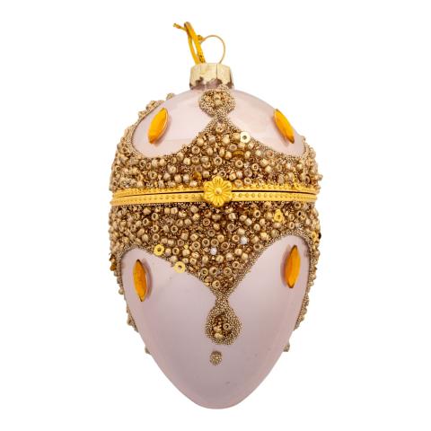 Encrusted Pink Egg Hanging Trinket Box