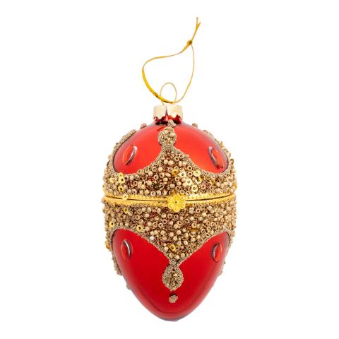 Encrusted Red Egg Hanging Trinket Box
