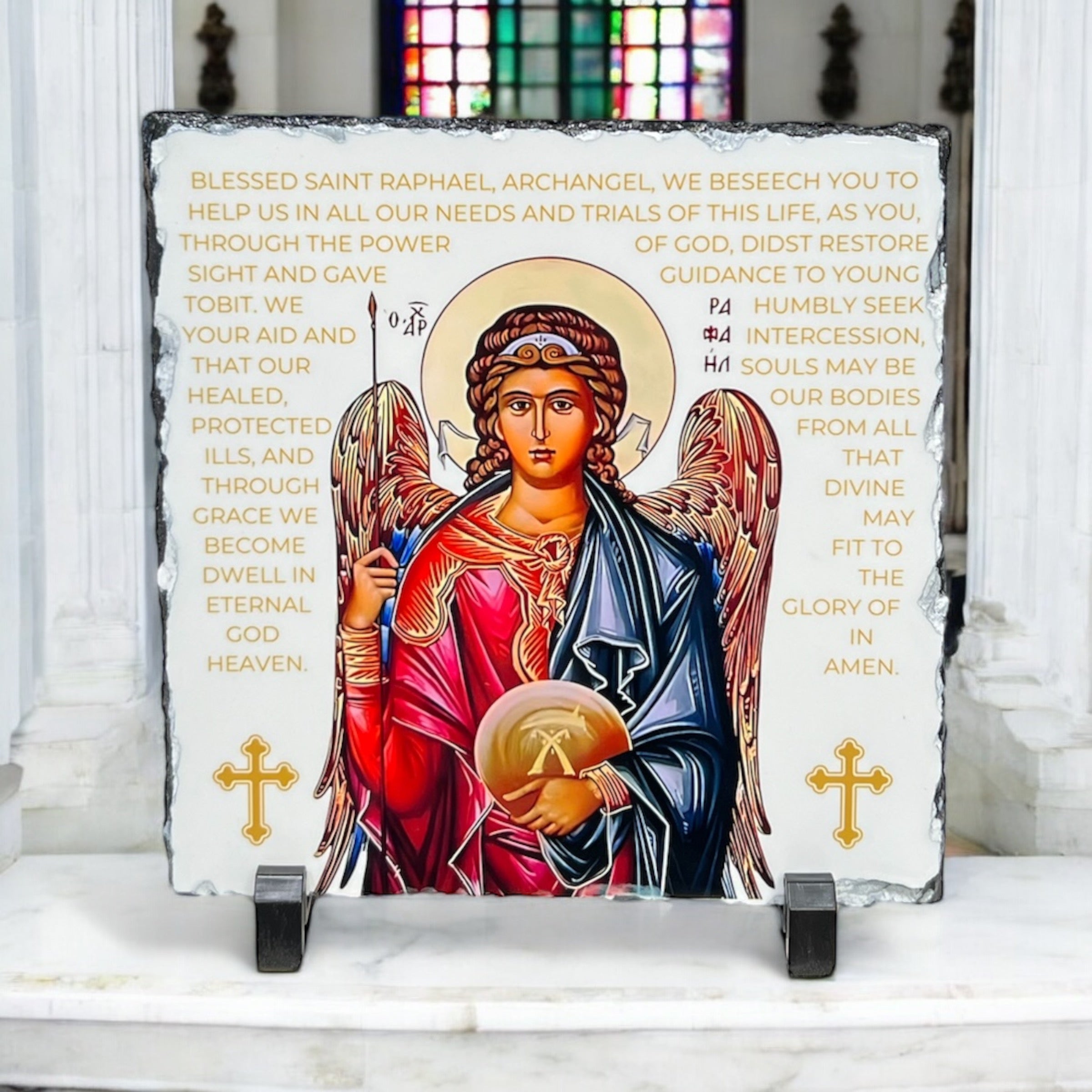 Archangel Raphael Icon With Prayer