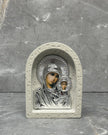 White stone icon of Mother Mary and Jesus, Panagia Kazan