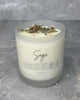 Sage soy wax candle in a pale glass jar