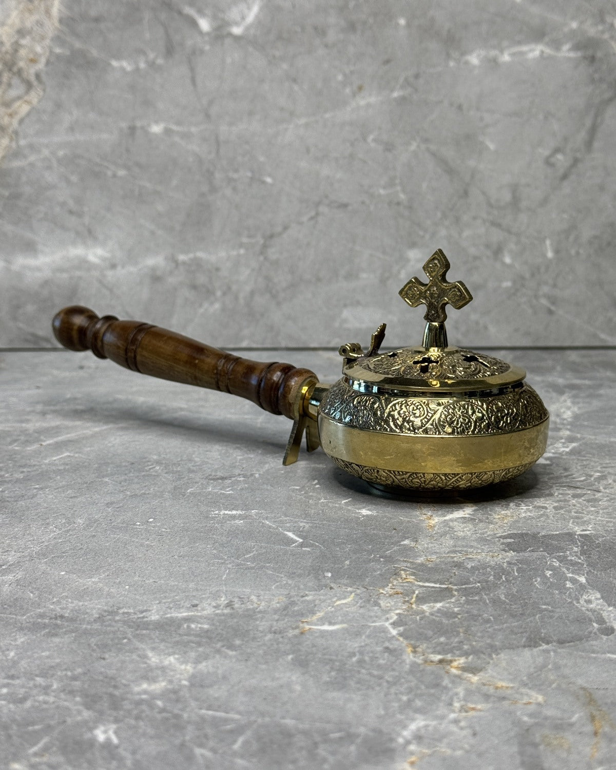 Brass incense burner with handle