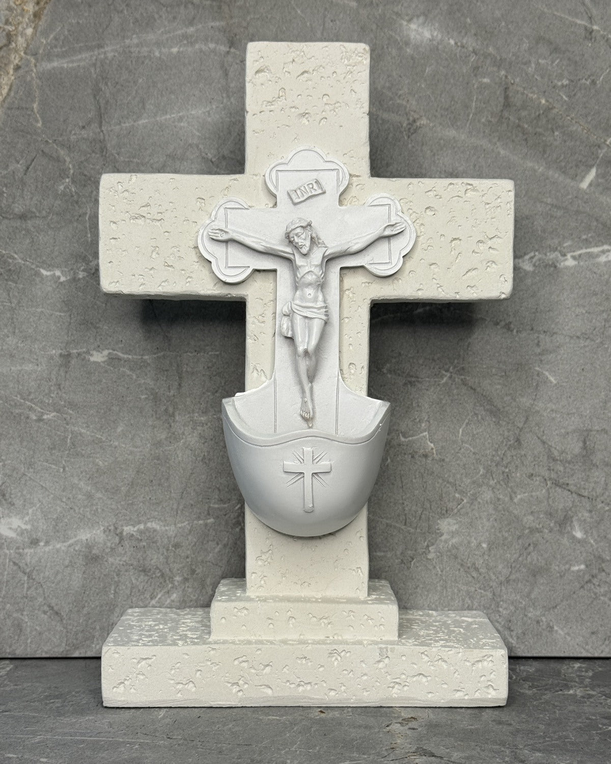 Crucifix standing cross with holy water font