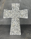 White howlite ceramic cross with silver detail