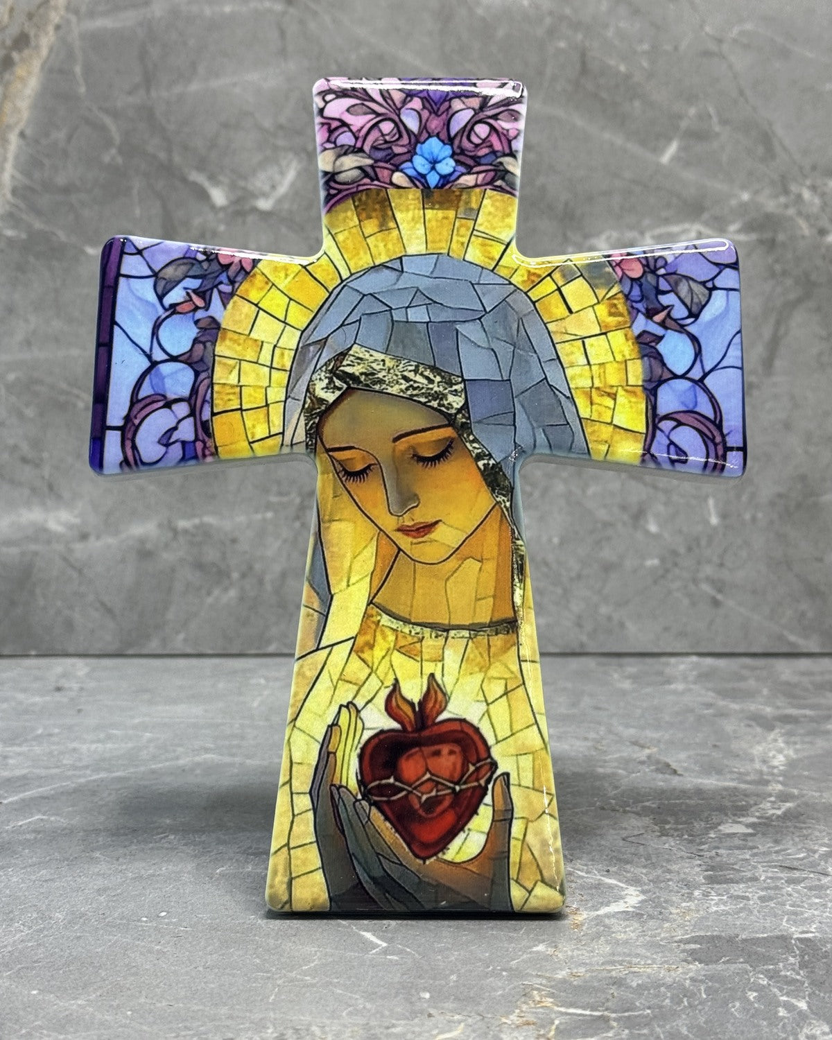 Immaculate Heart stained glass cross
