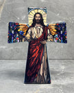 Jesus stained glass cross