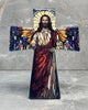 Jesus stained glass cross