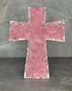 Rose quartz ceramic cross with silver detail