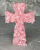 Rose pink quartz crystal cross