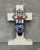 Talavera Sacred Heart cross with holy water font