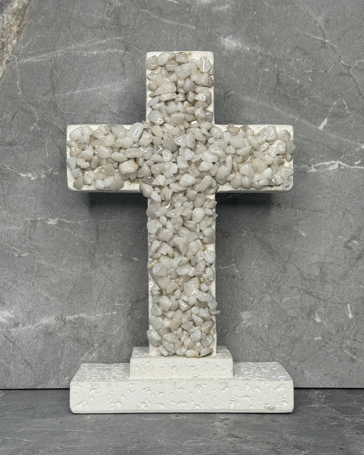 White stone chip standing cross