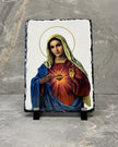 Immaculate Heart of Mary icon on slate