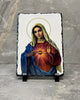 Immaculate Heart of Mary icon on slate