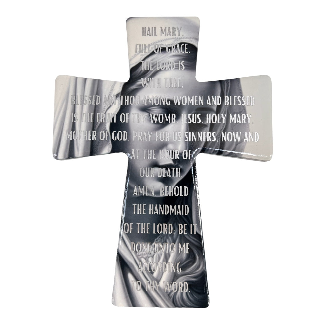 Mother Mary Depicted On A Ceramic Cross