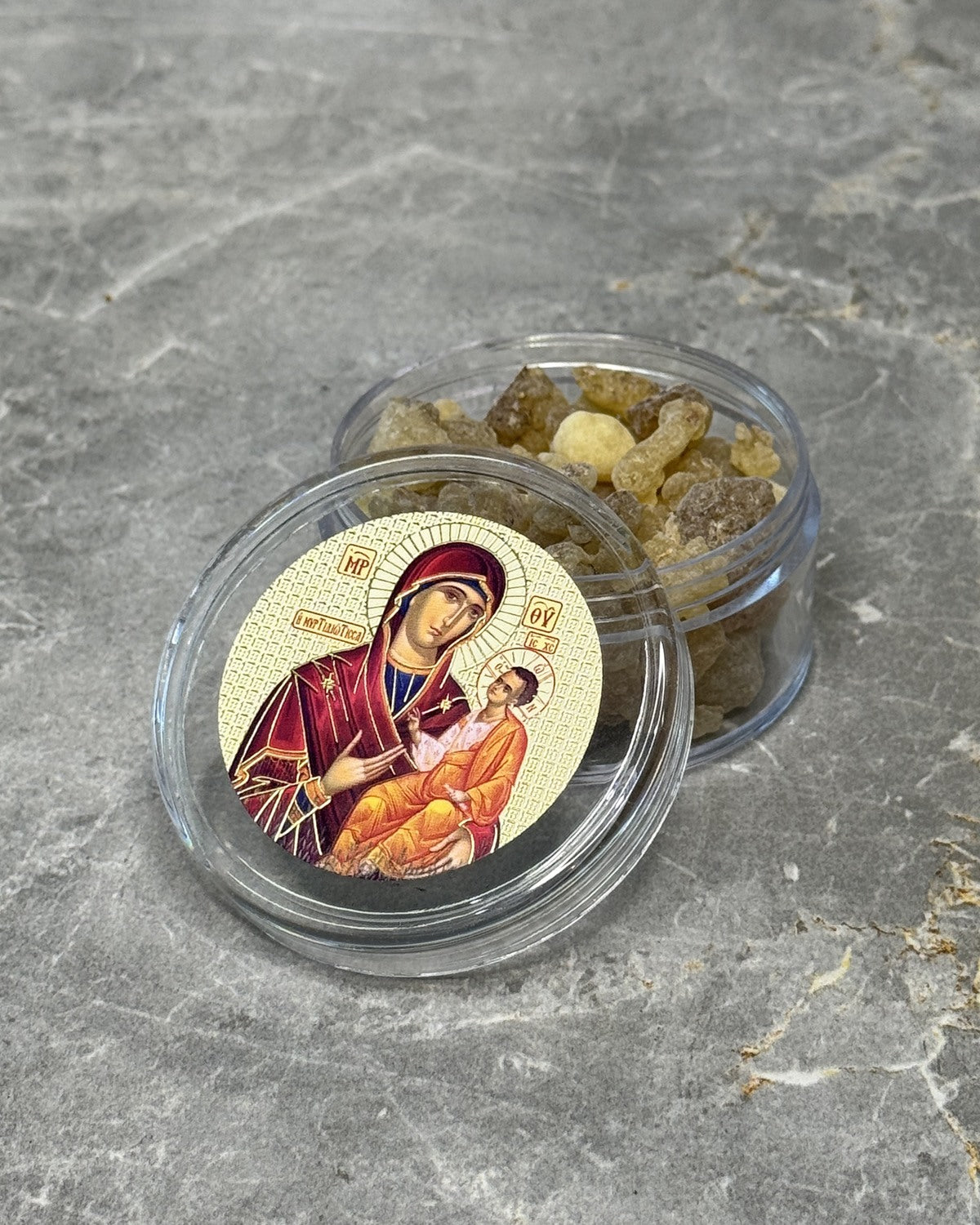 Mother Mary incense in a ceramic pot
