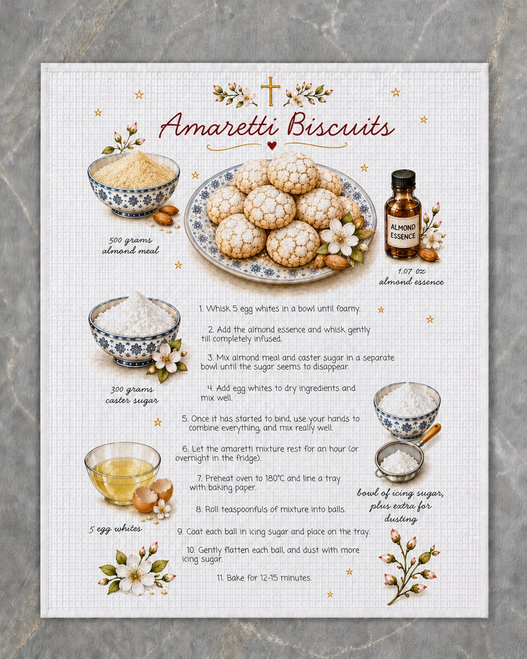 Amaretti Biscuits recipe tea towel