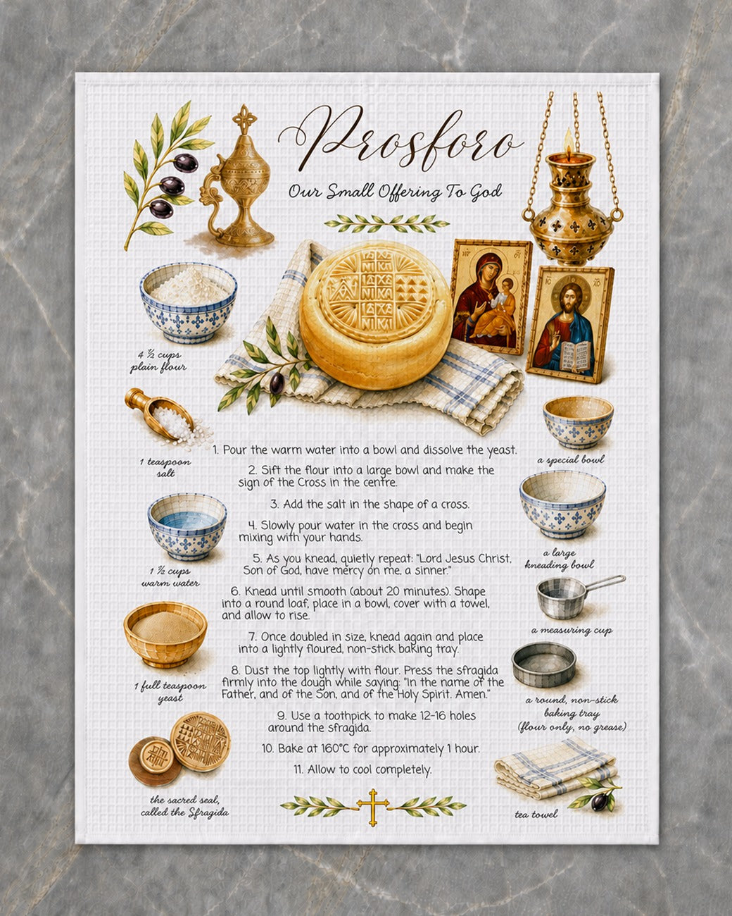 Prosforo recipe tea towel