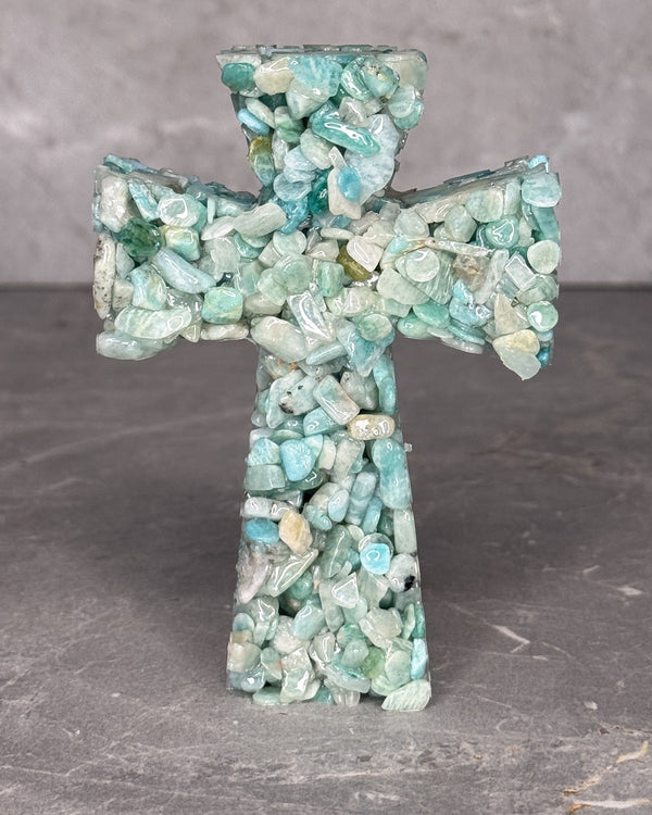 Amazonite Crystal Cross (Freestanding)