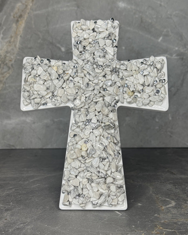 White Howlite Ceramic Cross
