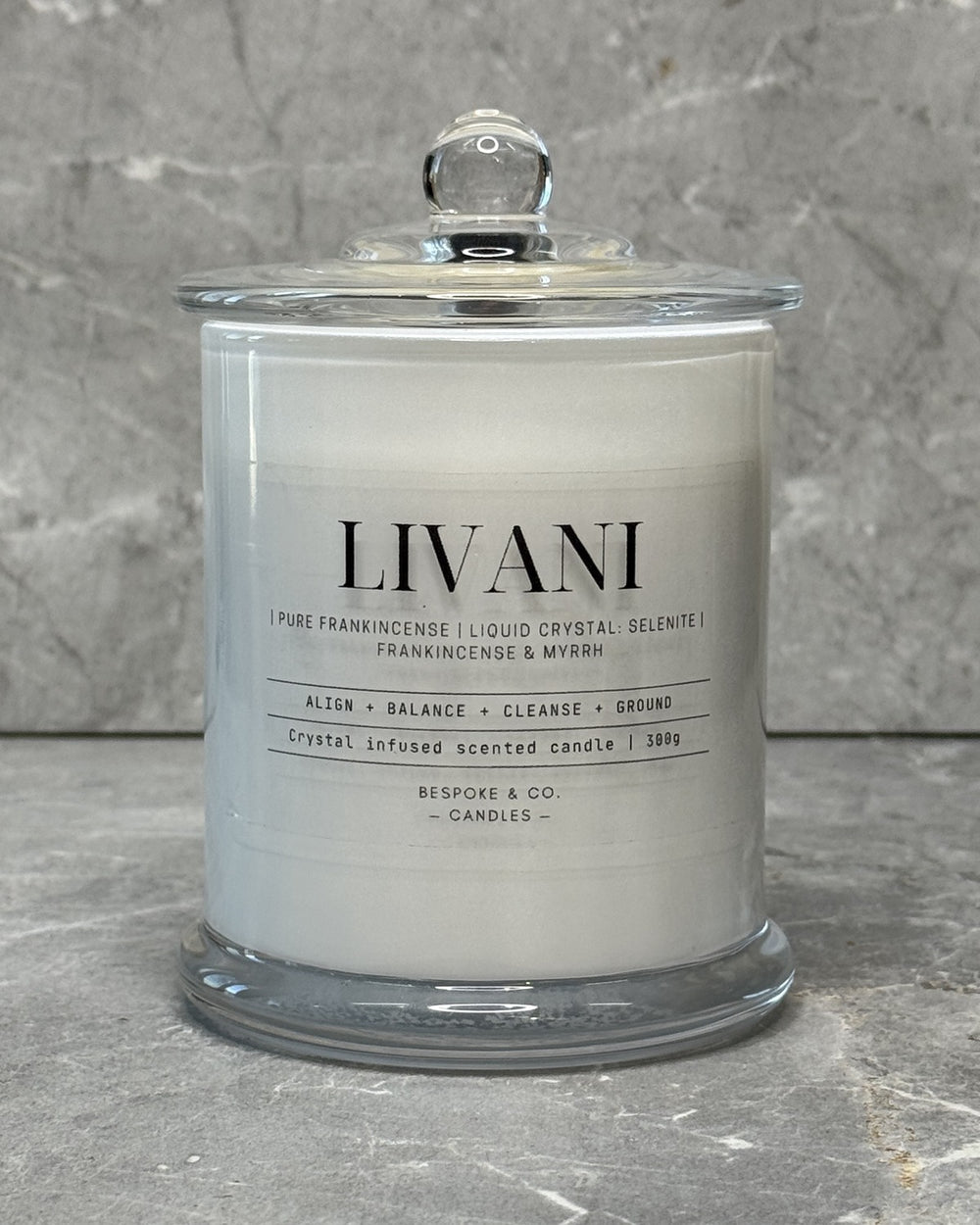 The Livani crystalline candle by Bespoke & Co