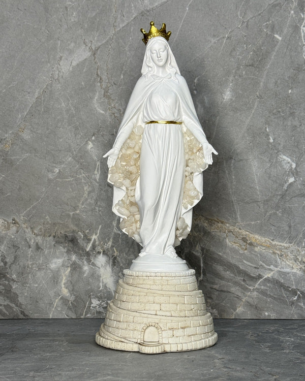 Mother Mary White Quartz Crystal Statue
