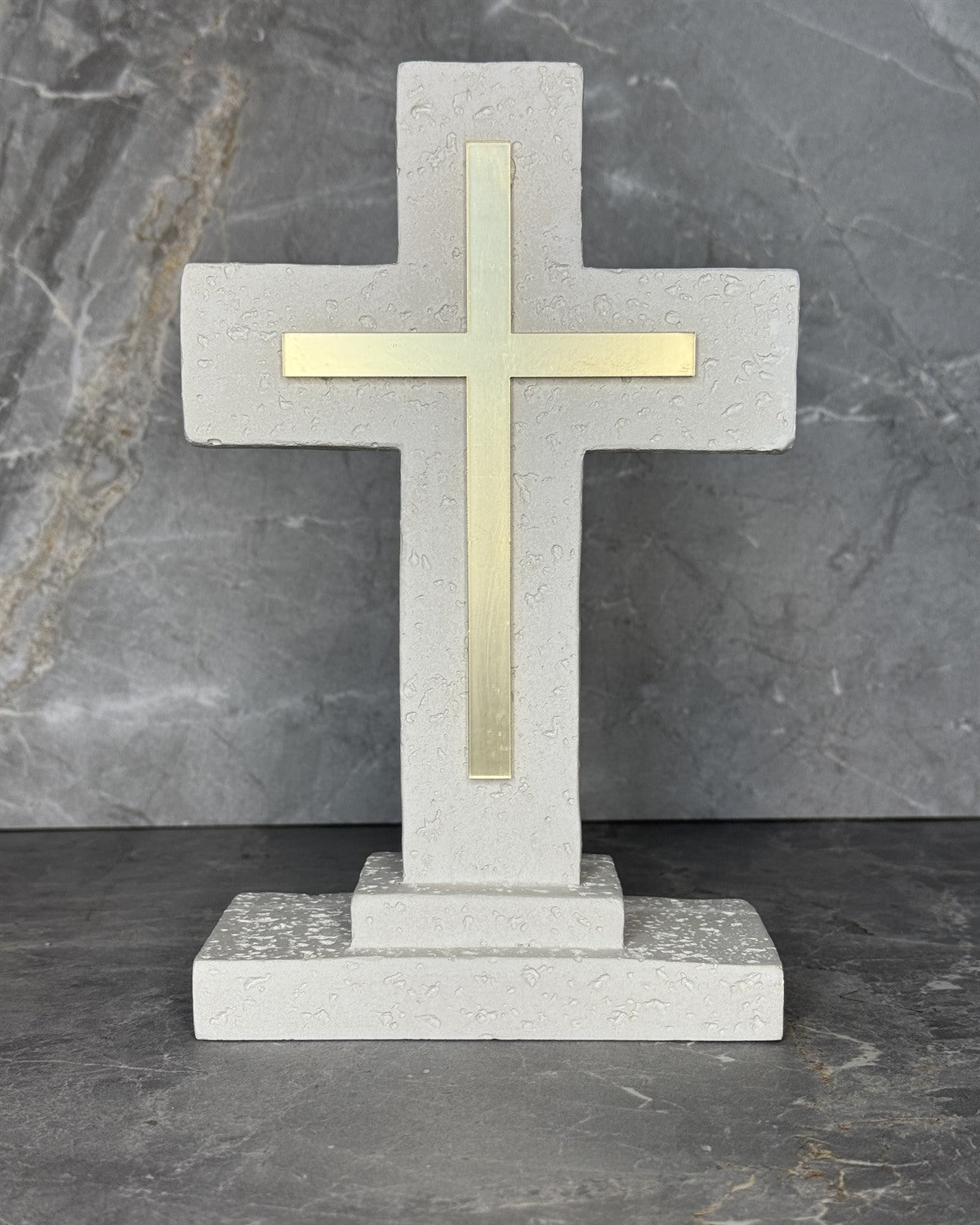Stone Cross with Gold
