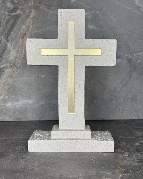 Stone Cross with Gold