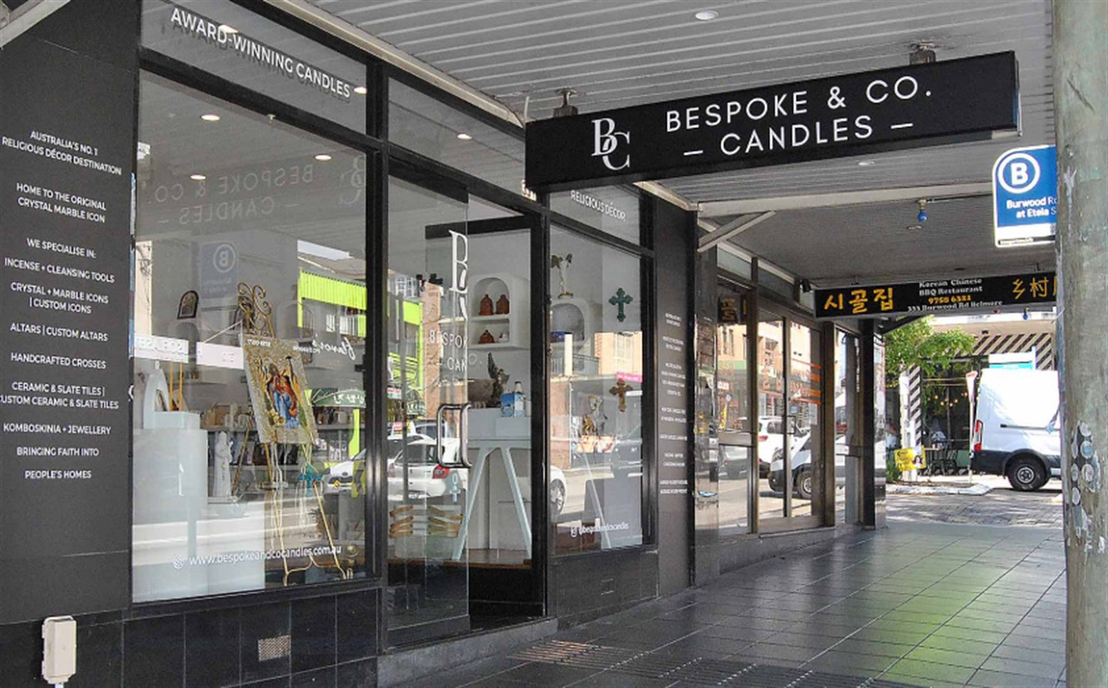 Bespoke & Co Candles storefront, 331 Burwood Road Belmore