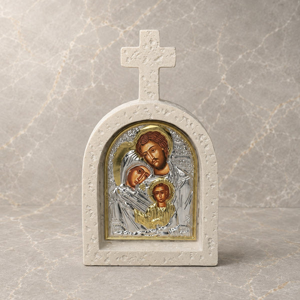Holy Family Orthodox Stone Cross Icon