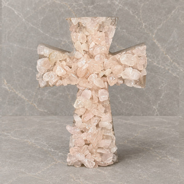 Rose Quartz Crystal Cross