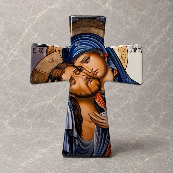 Mother Mary and Jesus Orthodox Ceramic Cross
