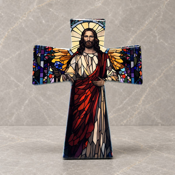 Jesus Stained Ceramic Cross