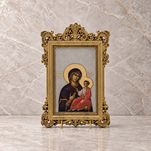 Orthodox Mother Mary and Jesus with Writing