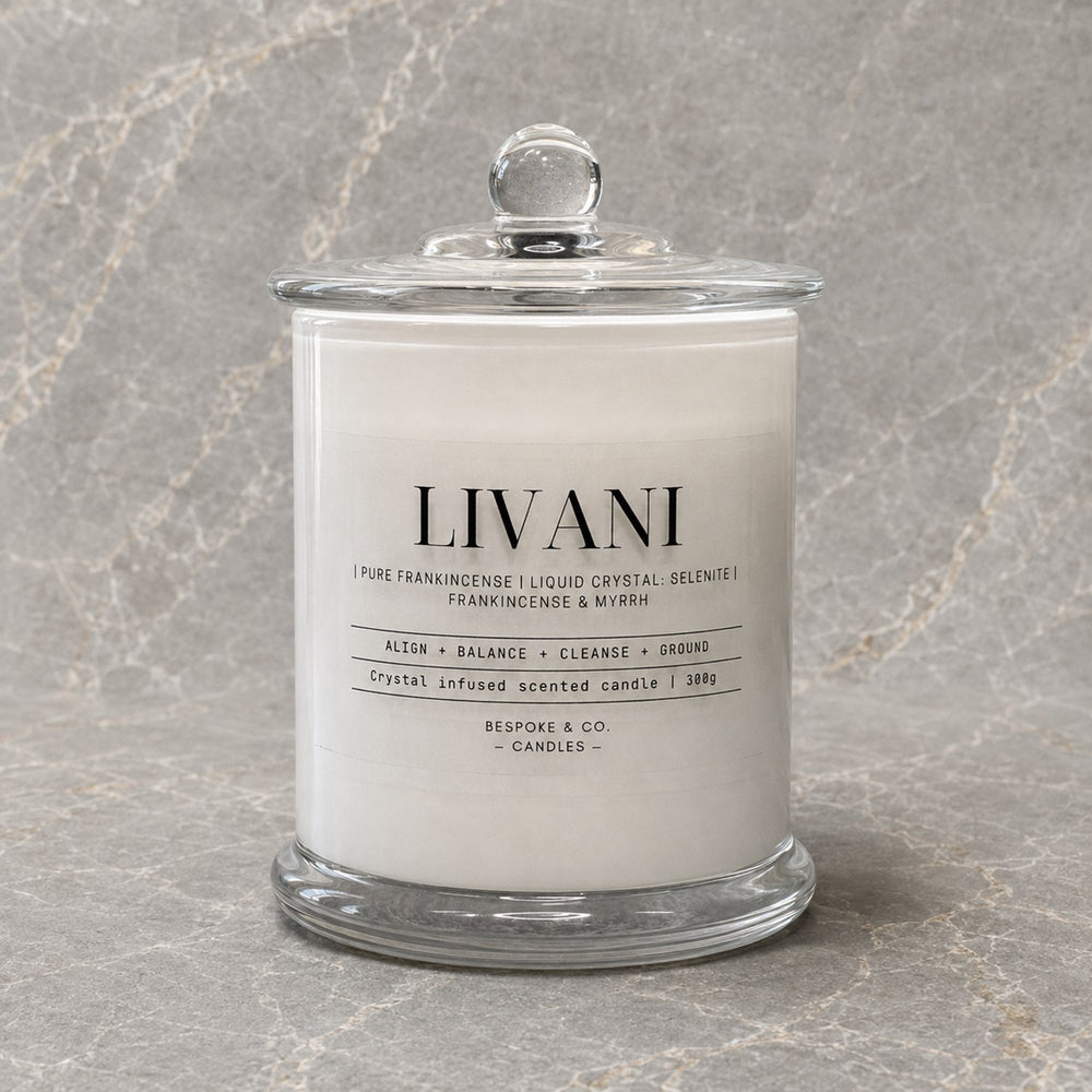 The Livani crystalline candle by Bespoke & Co