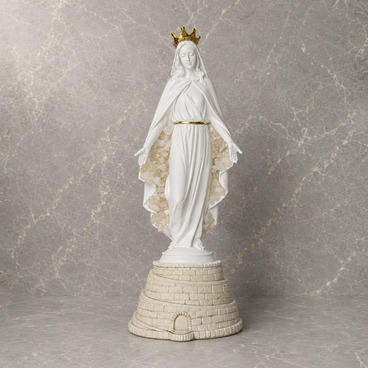 Mother Mary White Quartz Crystal Statue