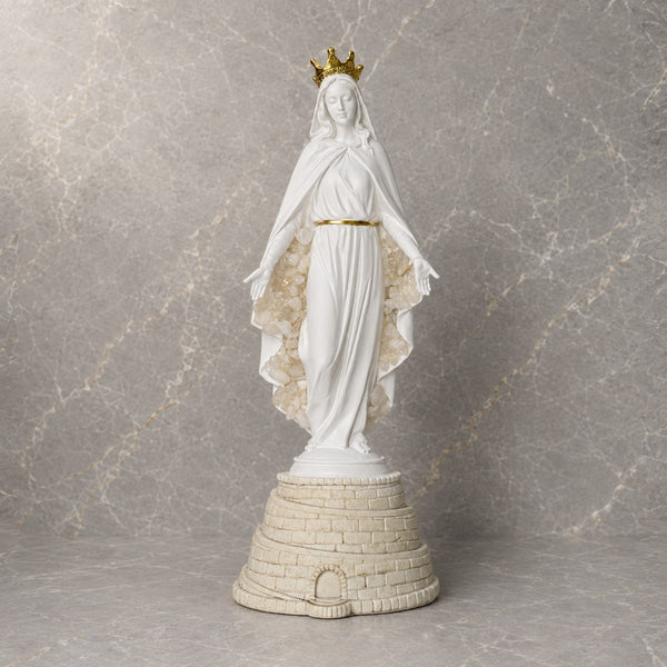 Mother Mary White Quartz Crystal Statue