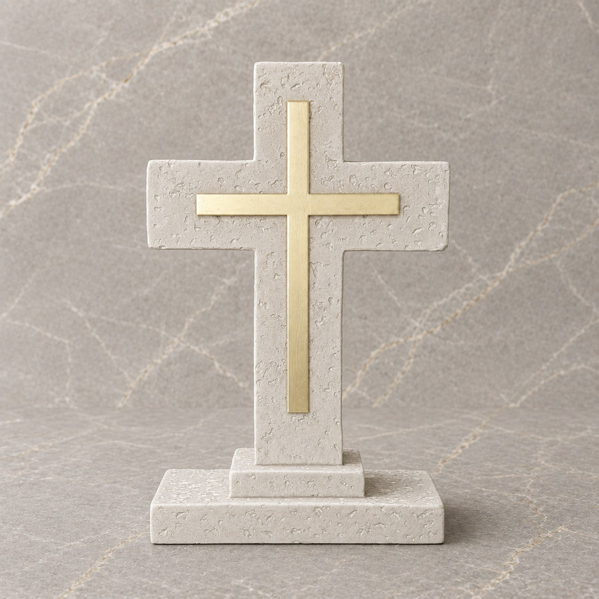 Stone Cross with Gold