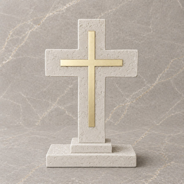Stone Cross with Gold
