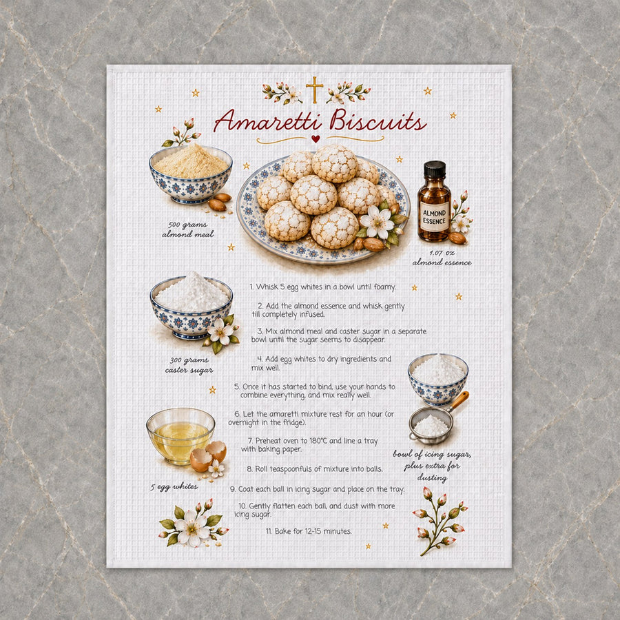 Amaretti Biscuits recipe tea towel