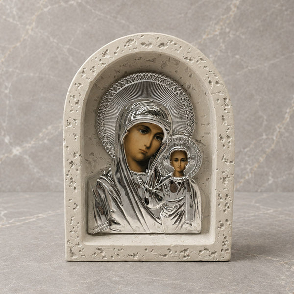 Mother Mary and Jesus Stone Icon
