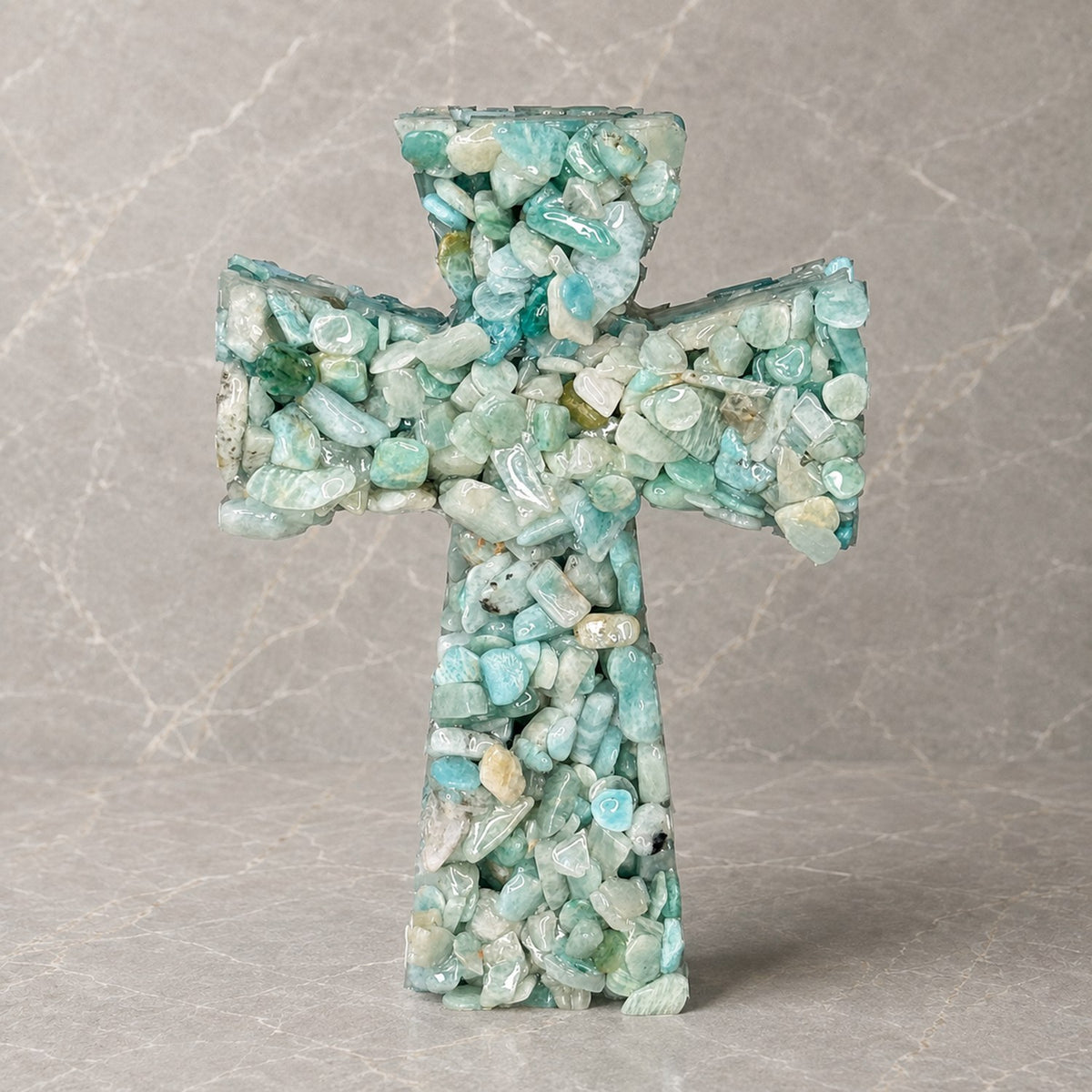 Amazonite Crystal Cross (Freestanding)